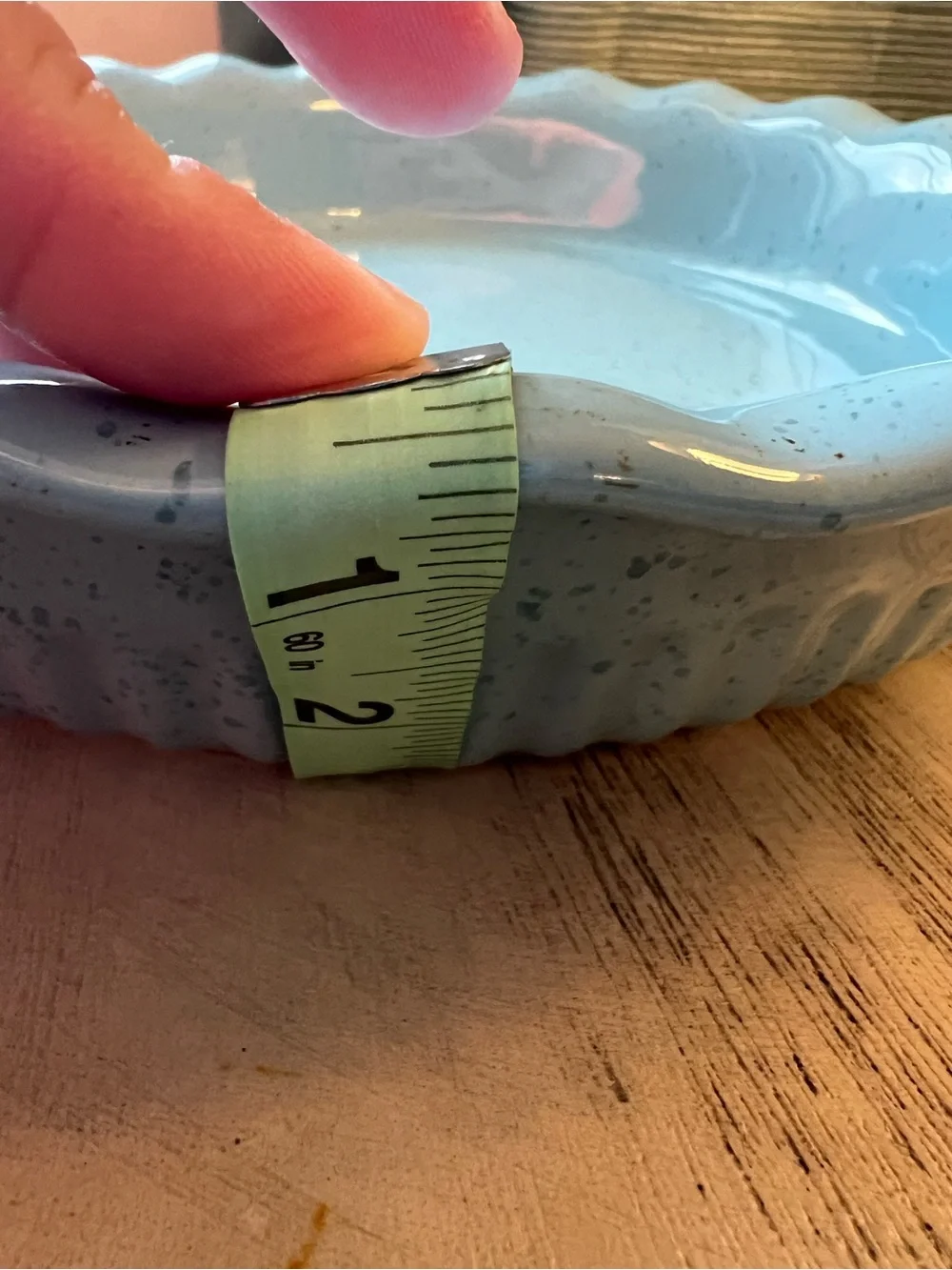 Paula Deen Blue Speckled Stoneware Pie Dish 11” Scalloped Baking Pan